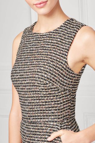 Warehouse Sleeveless Sparkle Tweed Dress